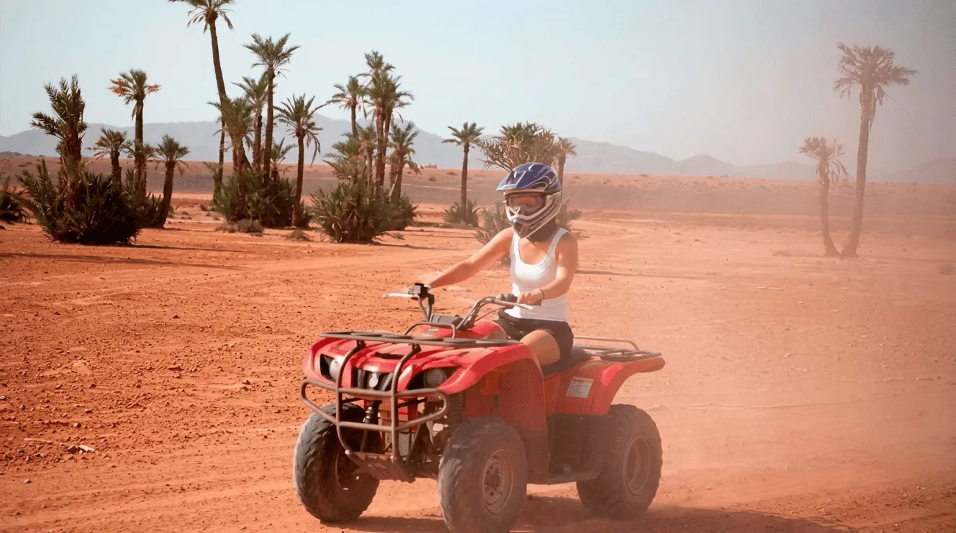 Quad bike tracks across the sand dunes of Erg Chebbi in Merzouga
